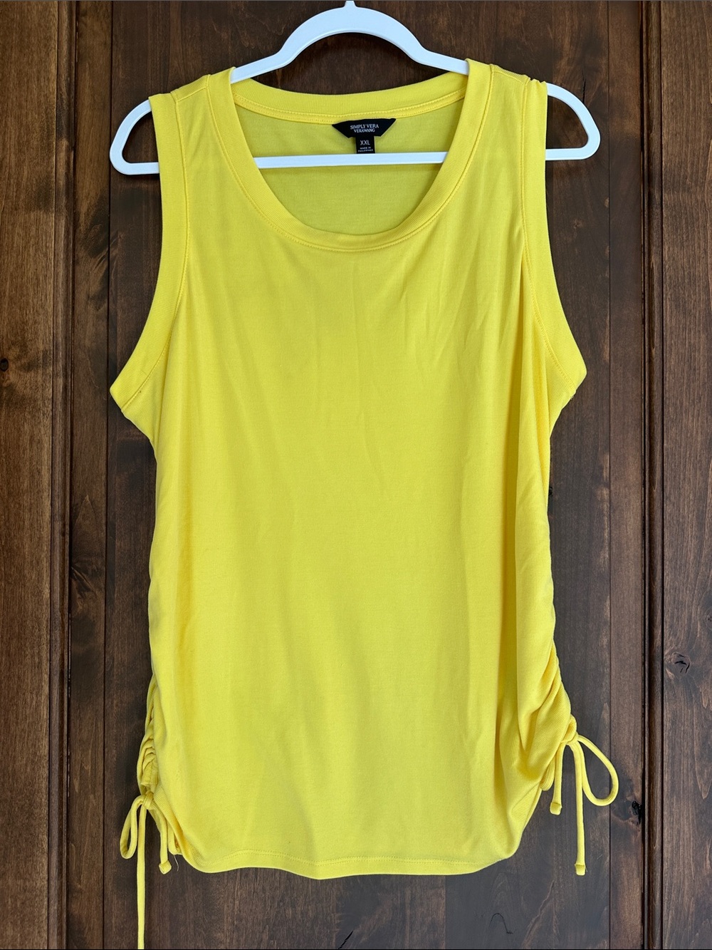 Simply Vera Vera Wang Yellow Scoop Neck Ruched Tank